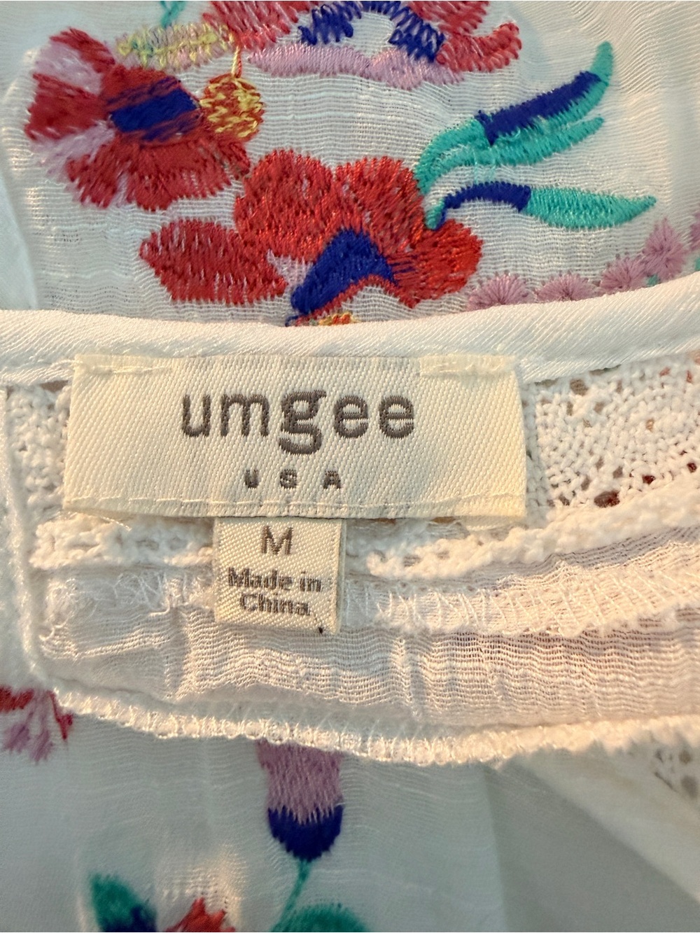 Umgee White Midi Dress with Multicolor Floral Embroidery - Picture 9 of 11